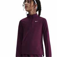 Nike Older Girls Dri-Fit Long Sleeve Half Zip Bordeaux Nike Older Girls Dri-Fit Long Sleeve Half Zip Bordeaux