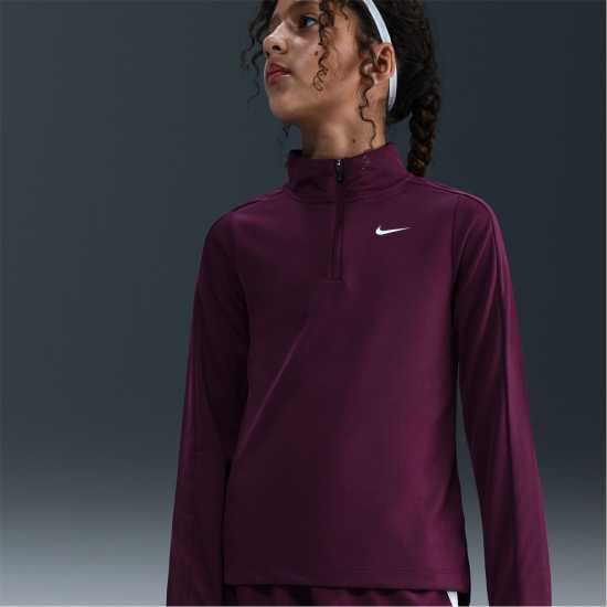 Nike Older Girls Dri-Fit Long Sleeve Half Zip Bordeaux Nike Older Girls Dri-Fit Long Sleeve Half Zip Bordeaux