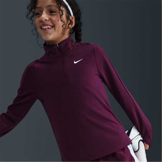 Nike Older Girls Dri-Fit Long Sleeve Half Zip Bordeaux Nike Older Girls Dri-Fit Long Sleeve Half Zip Bordeaux