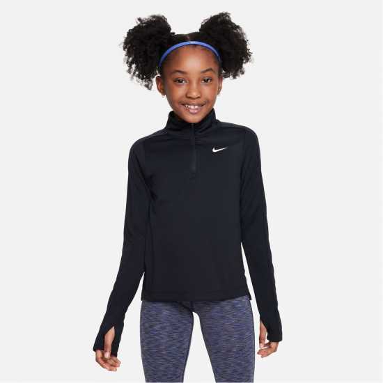 Nike Older Girls Dri-Fit Long Sleeve Half Zip Cannon/White Детски тениски и фланелки