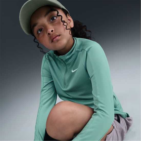 Nike Older Girls Dri-Fit Long Sleeve Half Zip Cannon/White Детски тениски и фланелки