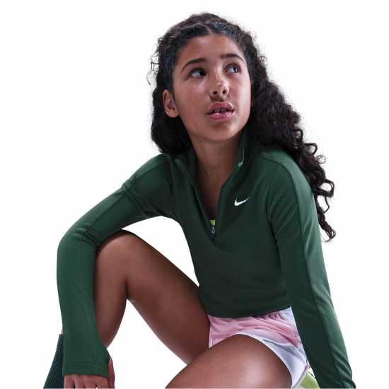 Nike Older Girls Dri-Fit Long Sleeve Half Zip Сосна 
