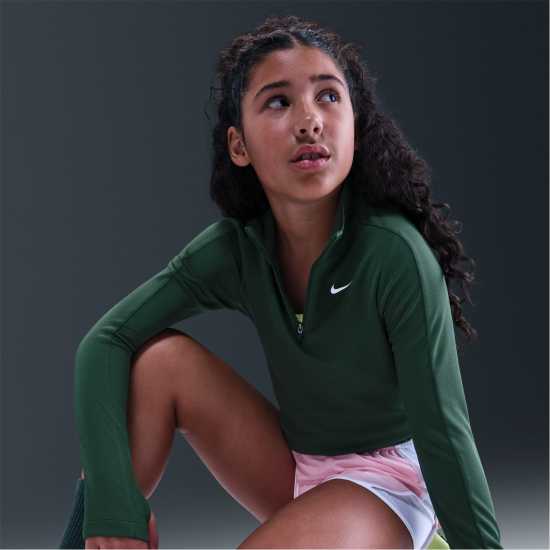 Nike Older Girls Dri-Fit Long Sleeve Half Zip Сосна 