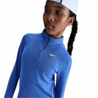 Детски тениски и фланелки Nike Older Girls Dri-Fit Long Sleeve Half Zip Blue Nike Older Girls Dri-Fit Long Sleeve Half Zip Blue Детски тениски и фланелки