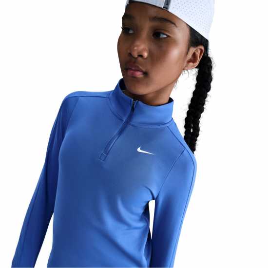 Nike Older Girls Dri-Fit Long Sleeve Half Zip Blue Детски тениски и фланелки