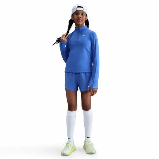 Nike Older Girls Dri-Fit Long Sleeve Half Zip Blue Детски тениски и фланелки