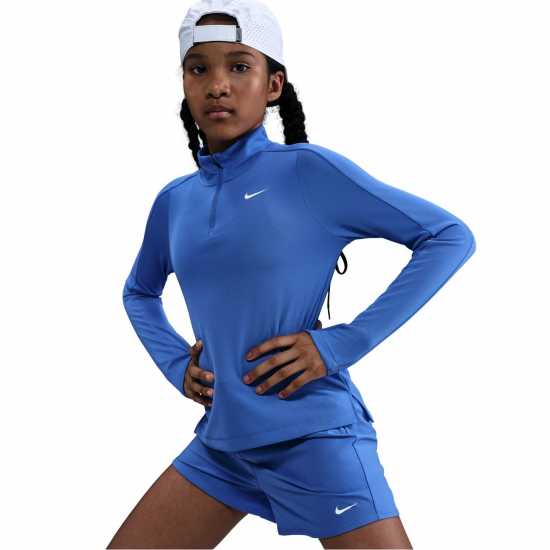 Nike Older Girls Dri-Fit Long Sleeve Half Zip Blue Детски тениски и фланелки