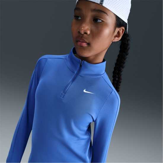 Nike Older Girls Dri-Fit Long Sleeve Half Zip Blue Детски тениски и фланелки