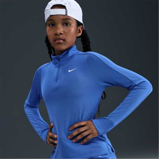 Nike Older Girls Dri-Fit Long Sleeve Half Zip Blue Детски тениски и фланелки
