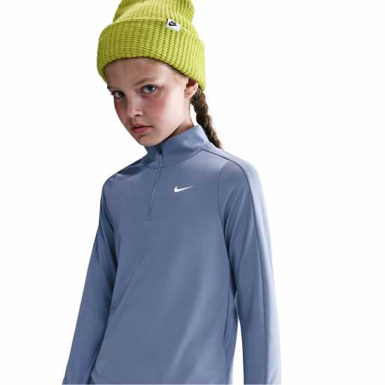 Nike Older Girls Dri-Fit Long Sleeve Half Zip Индиго 