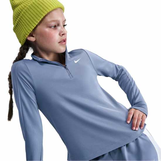 Nike Older Girls Dri-Fit Long Sleeve Half Zip Индиго 