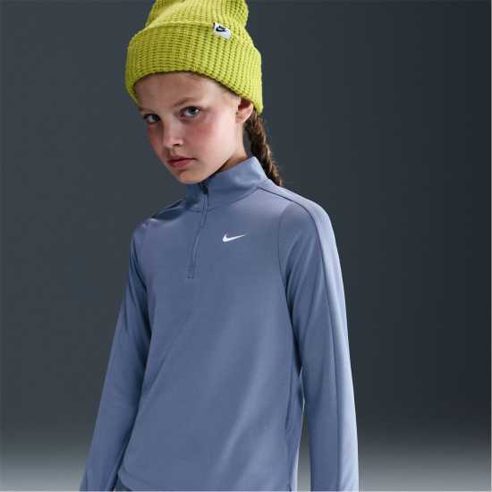 Nike Older Girls Dri-Fit Long Sleeve Half Zip Индиго 