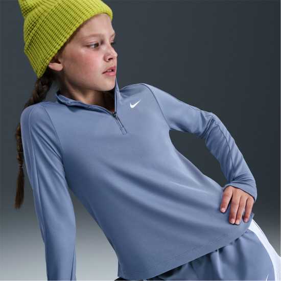 Nike Older Girls Dri-Fit Long Sleeve Half Zip Индиго 