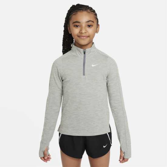 Детски тениски и фланелки Nike Older Girls Dri-Fit Long Sleeve Half Zip Тъмно сиво мъхле Nike Older Girls Dri-Fit Long Sleeve Half Zip Тъмно сиво мъхле Детски тениски и фланелки