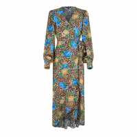 Biba Printed Wrap Dress Леопард Флорал Дамски поли и рокли