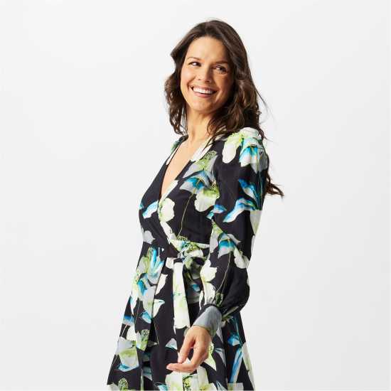 Дамски поли и рокли Biba Printed Wrap Dress Тъмно цветен Biba Printed Wrap Dress Тъмно цветен Дамски поли и рокли