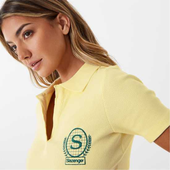 Slazenger Sofia Richie Polo Crop Top Yellow Дамско облекло плюс размер