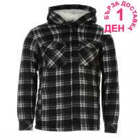 Dunlop Full Zip Checked Hoodie Mens