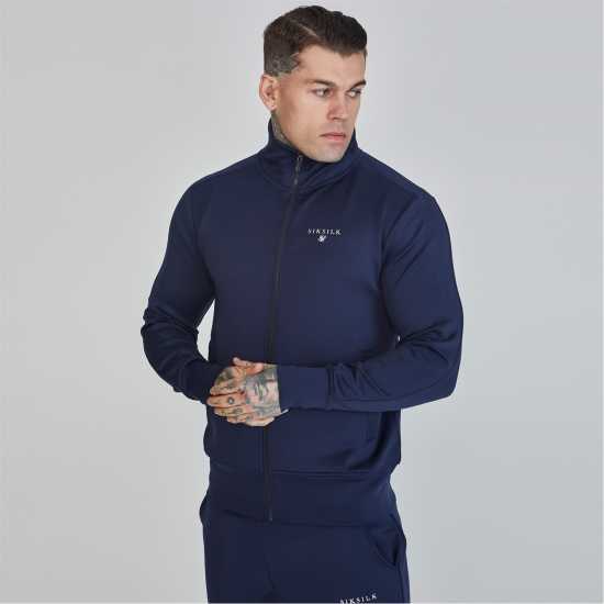 Мъжко Спортно Горнище Siksilk Tracksuit Top Mens Морска синьо Мъжки дрехи за фитнес