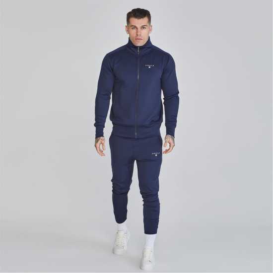 Мъжко Спортно Горнище Siksilk Tracksuit Top Mens Морска синьо Мъжки дрехи за фитнес