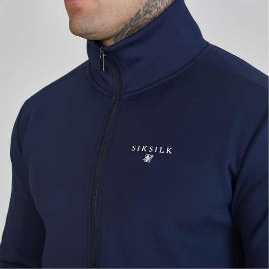 Мъжко Спортно Горнище Siksilk Tracksuit Top Mens Морска синьо Мъжки дрехи за фитнес