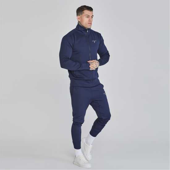 Мъжко Спортно Горнище Siksilk Tracksuit Top Mens Морска синьо Мъжки дрехи за фитнес