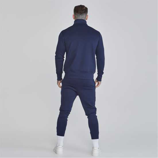 Мъжко Спортно Горнище Siksilk Tracksuit Top Mens Морска синьо Мъжки дрехи за фитнес