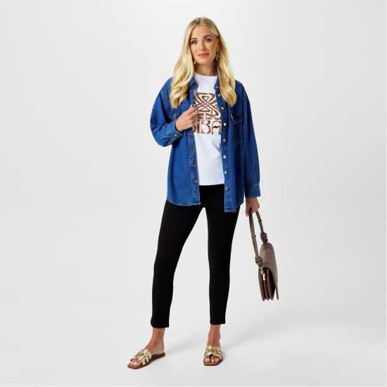 Biba Дънкова Риза Denim Shirt Синьо Дамски ризи и тениски