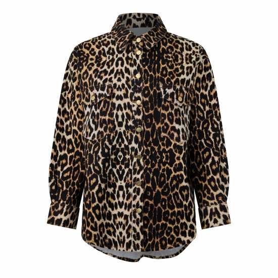 Biba Дънкова Риза Denim Shirt Леопард Biba Дънкова Риза Denim Shirt Леопард