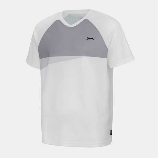 Slazenger Мъжка Тенис Фланелка Tennis T Shirt Mens БЯЛО/СИВО Мъжки тениски и фланелки