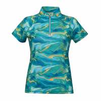 Weatherbeeta Ruby Printed Short Sleeve Top Blue/Orange Дамски тениски с яка