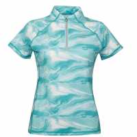 Weatherbeeta Ruby Printed Short Sleeve Top Turquoise Дамски тениски с яка