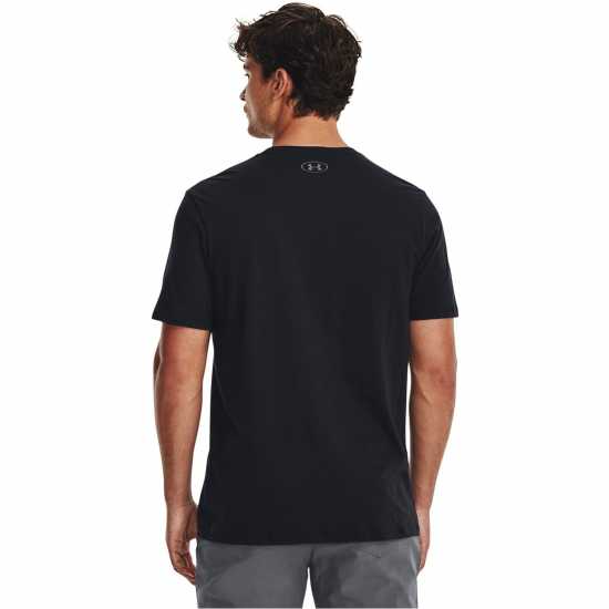 Under Armour Men's Big Logo Fill Cotton Short Sleeve Performance Gym Top Black 