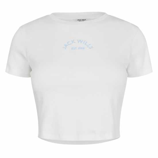 Jack Wills Cropped Baby Tee Ladies Бяло Jack Wills Cropped Baby Tee Ladies Бяло