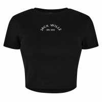 Jack Wills Cropped Baby Tee Ladies Черно Jack Wills Cropped Baby Tee Ladies Черно