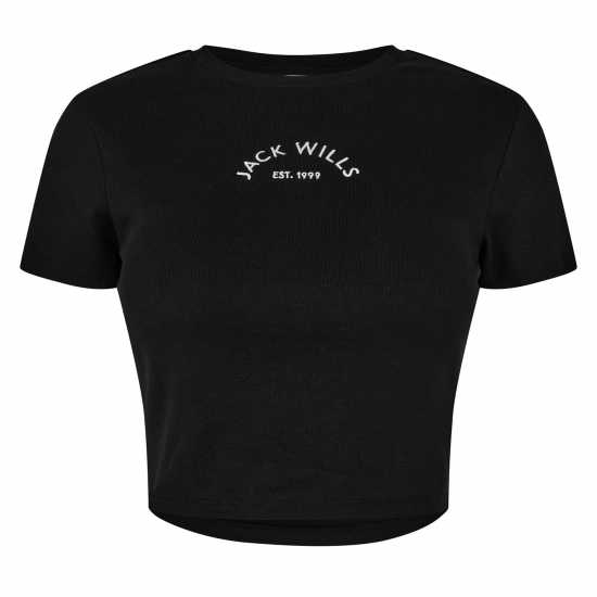 Jack Wills Cropped Baby Tee Ladies Черно 