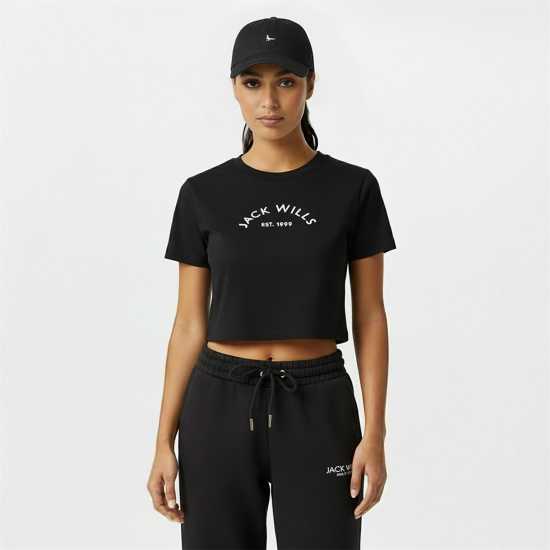 Jack Wills Cropped Baby Tee Ladies Черно 