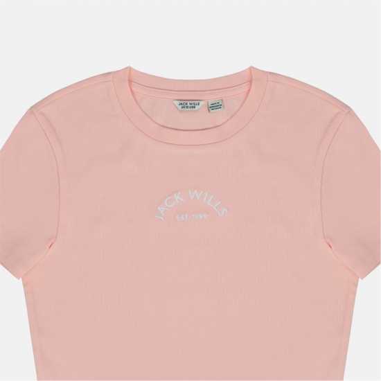 Jack Wills Cropped Baby Tee Ladies Pink 