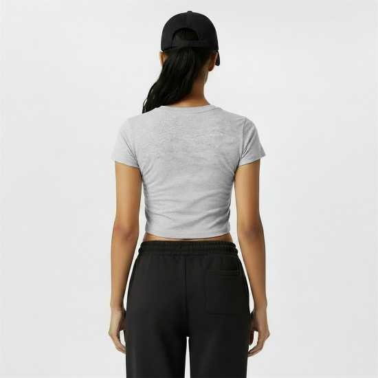 Jack Wills Cropped Baby Tee Ladies Сив марл 