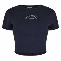 Jack Wills Cropped Baby Tee Ladies Морска синьо Jack Wills Cropped Baby Tee Ladies Морска синьо