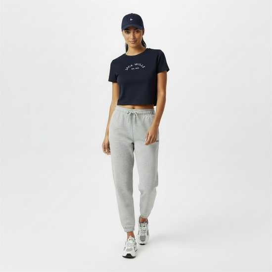 Jack Wills Cropped Baby Tee Ladies Морска синьо Jack Wills Cropped Baby Tee Ladies Морска синьо