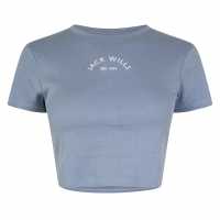 Jack Wills Cropped Baby Tee Ladies Синьо лилаво Jack Wills Cropped Baby Tee Ladies Синьо лилаво