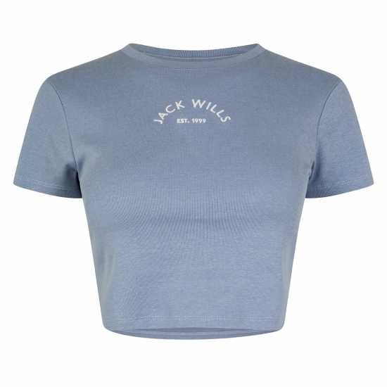 Jack Wills Cropped Baby Tee Ladies Синьо лилаво Jack Wills Cropped Baby Tee Ladies Синьо лилаво