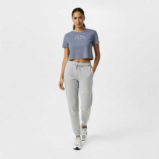 Jack Wills Cropped Baby Tee Ladies Синьо лилаво Jack Wills Cropped Baby Tee Ladies Синьо лилаво