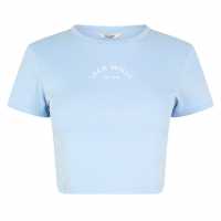 Jack Wills Cropped Baby Tee Ladies Меко синьо Jack Wills Cropped Baby Tee Ladies Меко синьо