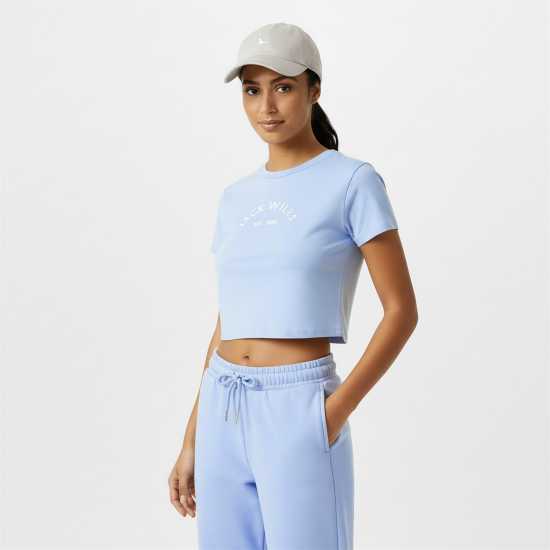 Jack Wills Cropped Baby Tee Ladies Меко синьо Jack Wills Cropped Baby Tee Ladies Меко синьо