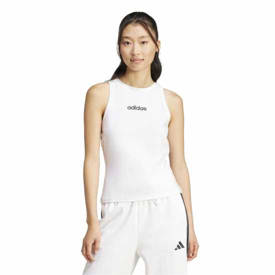 Adidas Дамски Потник Essentials Linear Slim Cotton Tank Top Womens Бяло 