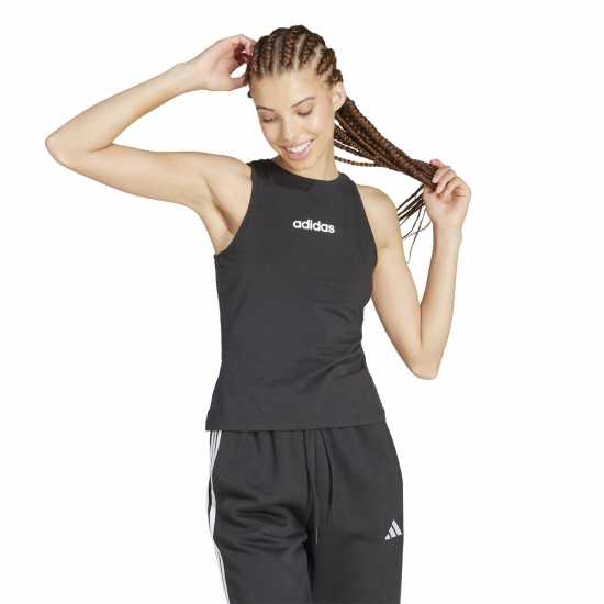 Adidas Дамски Потник Essentials Linear Slim Cotton Tank Top Womens Черно 