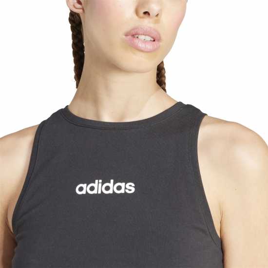 Adidas Дамски Потник Essentials Linear Slim Cotton Tank Top Womens Черно 