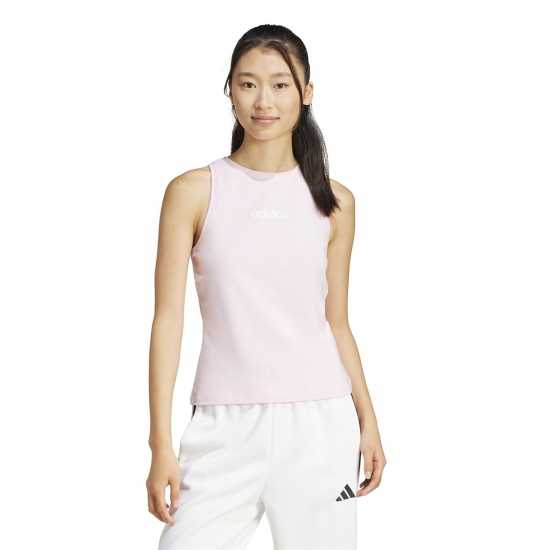 Adidas Дамски Потник Essentials Linear Slim Cotton Tank Top Womens Ясно розово 